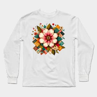 Stitched flower Long Sleeve T-Shirt